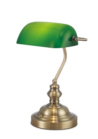 D0085  Morgan Glass 42cm 1 Light Table Lamp Antique Brass